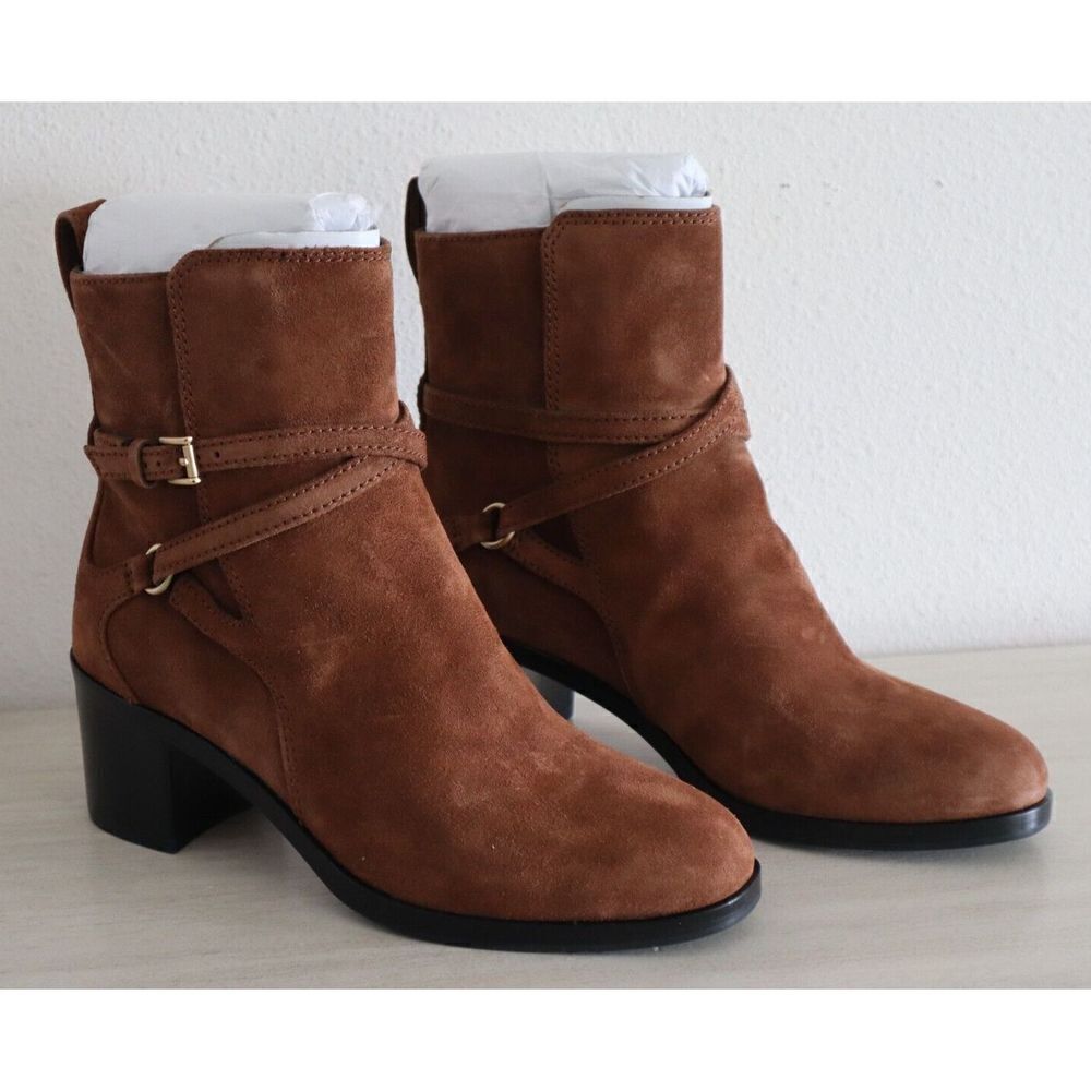 Rag & Bone Women's Sz 7 Hazel Brown Suede Leather Buckle Ankle Booties